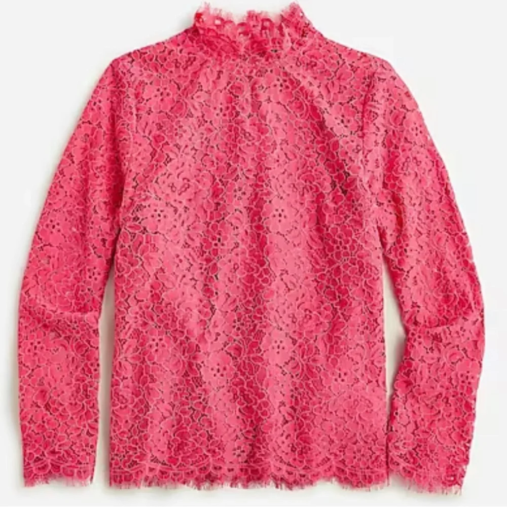 J Crew Mock Neck Lace Top in Dragonfruit NWT Size 6